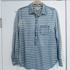 J.Crew Chambray Striped Popover Buttondown Shirt